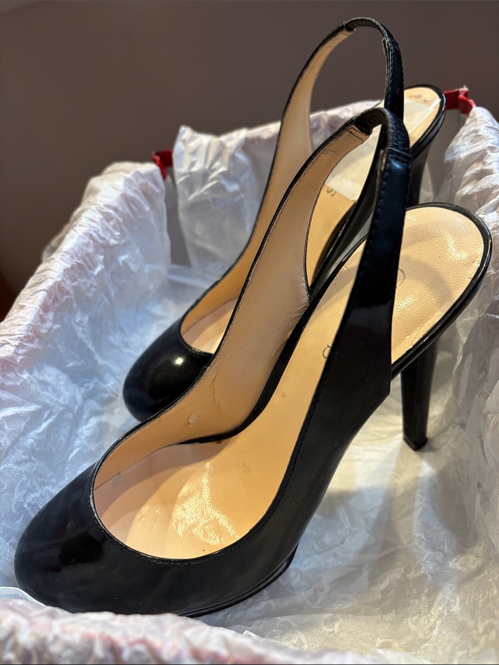 Guess Black Patent Slingback Heels